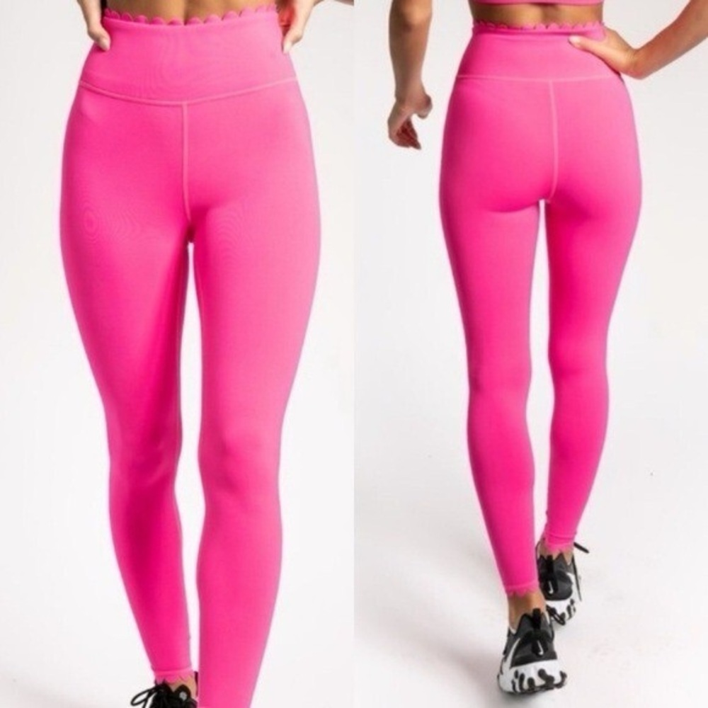 NWT hot pink IVL Collective Scallop Leggings size 10